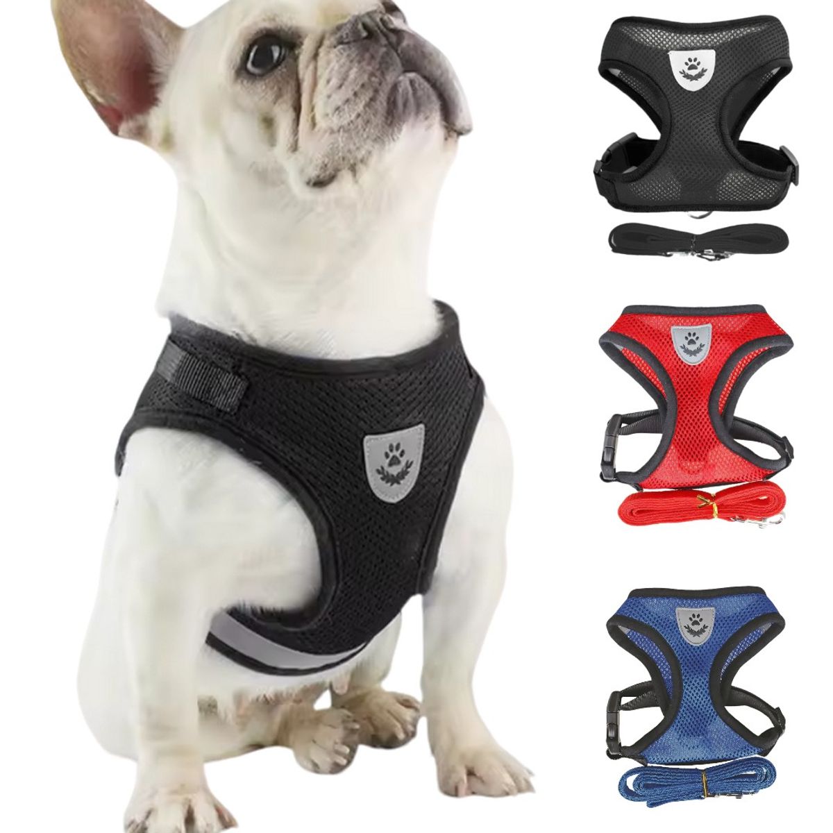 GENERICO - Arnes Pechera Chaleco Para Perro Y Gato  Raza Pequeña Negro M
