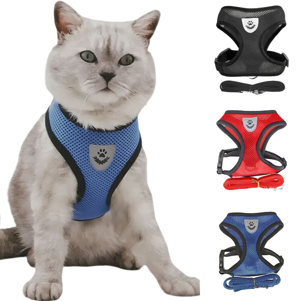 GENERICO - Arnes Pechera Chaleco Para Perro Y Gato  Raza Pequeña Azul M