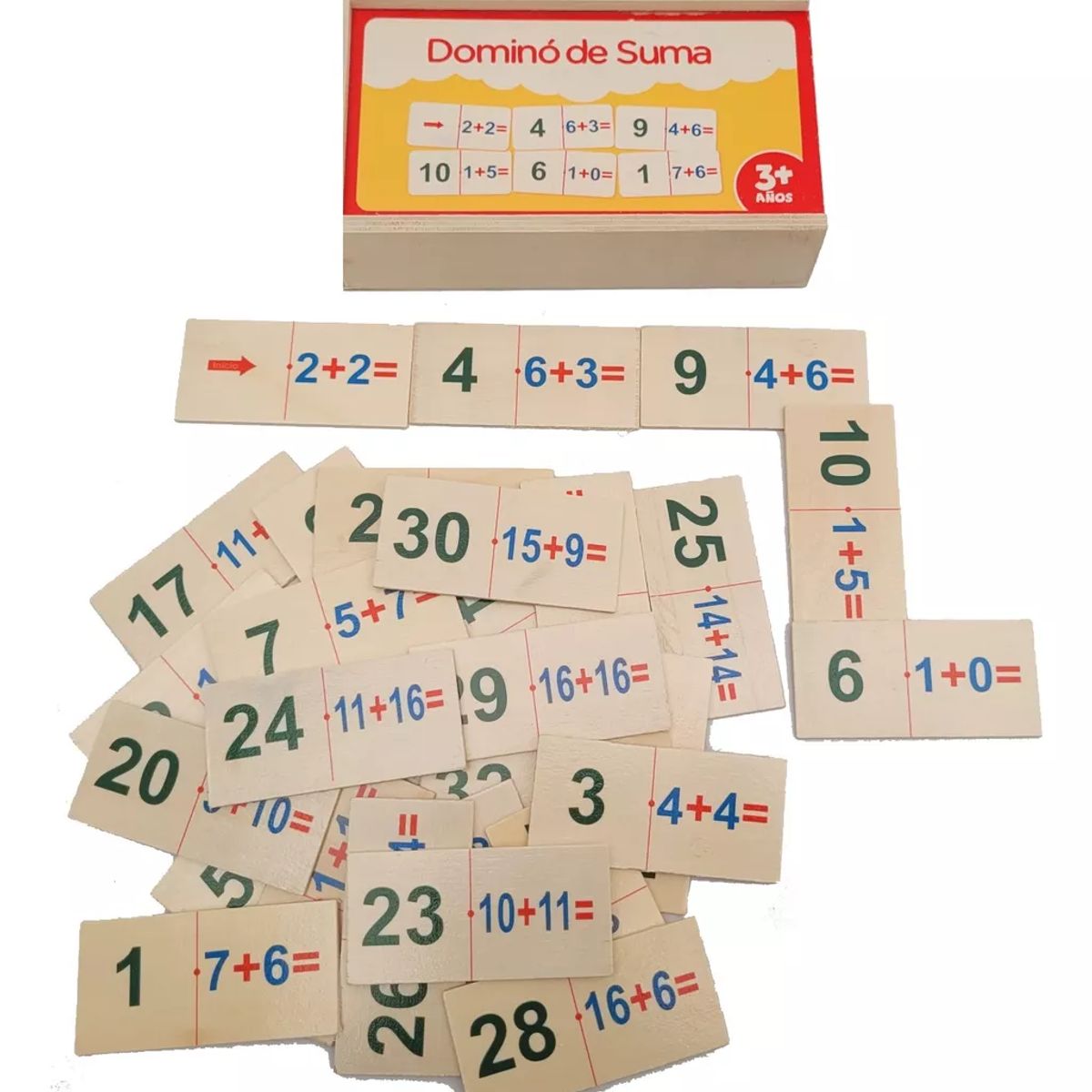 GENERICO - Juego Dominó Sumas En Madera Educativo