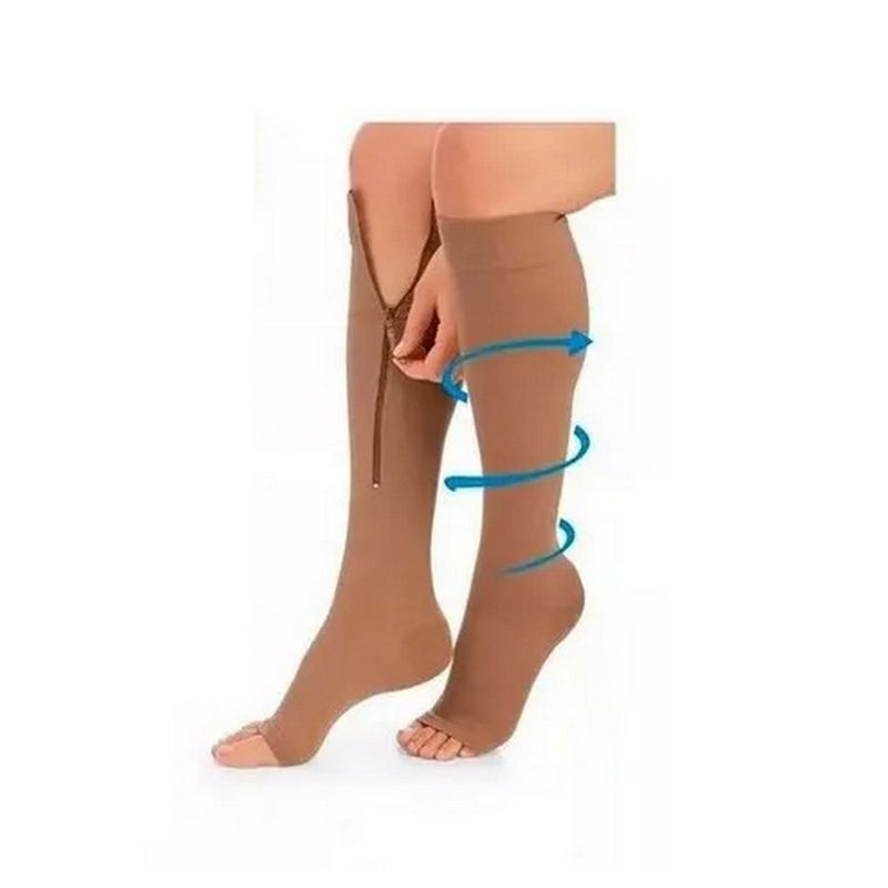 GENERICO - Medias De Compresion Anti Varice - Con Cremallera Beige