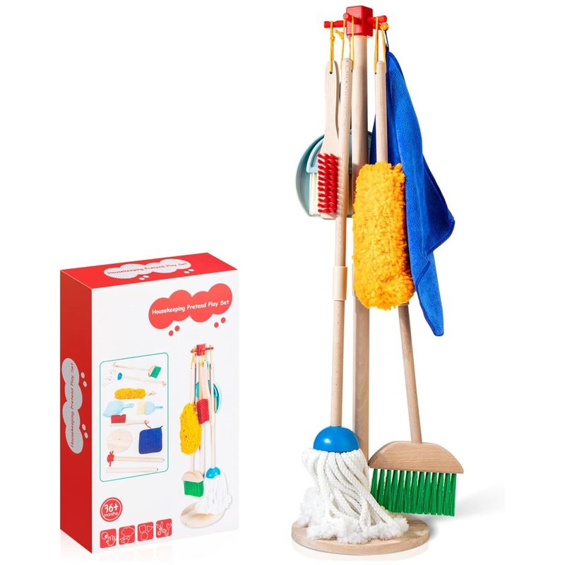 GENERICO - Juego de Limpieza  7 Set de Madera para Niños Nuevo