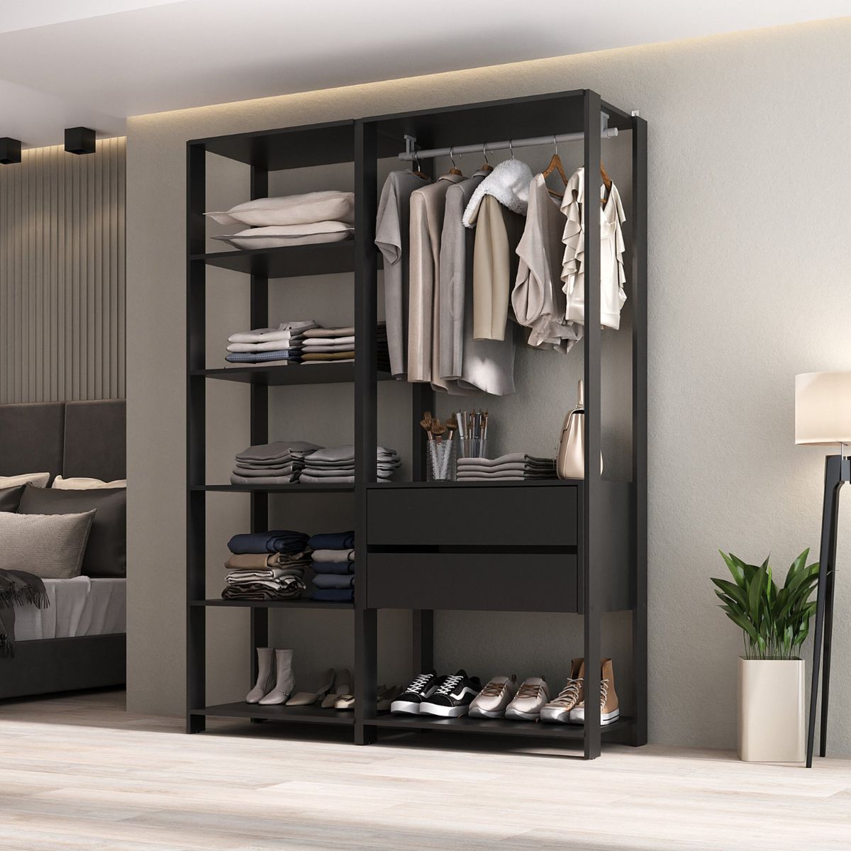 AKIVOY - Armario Closet Aureo 135cm Color Negro