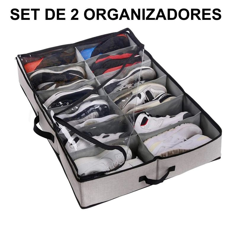 GENERICO - X 2 CAJA ORGANIZADOR DE ZAPATOS ZAPATERO BAJO CAMA