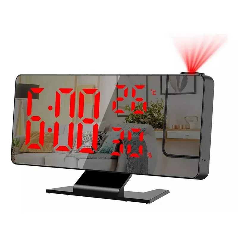 GENERICO - Reloj Despertador Digital Con Proyector De 180° Pantalla Led