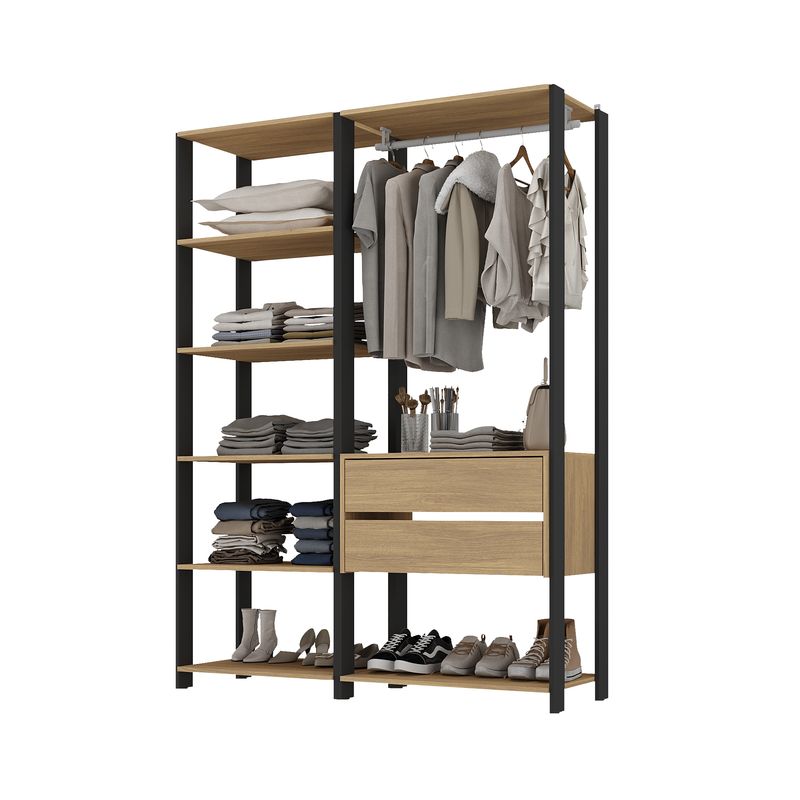 AKIVOY - Armario Closet Aureo 135cm Color Negro - Cafe