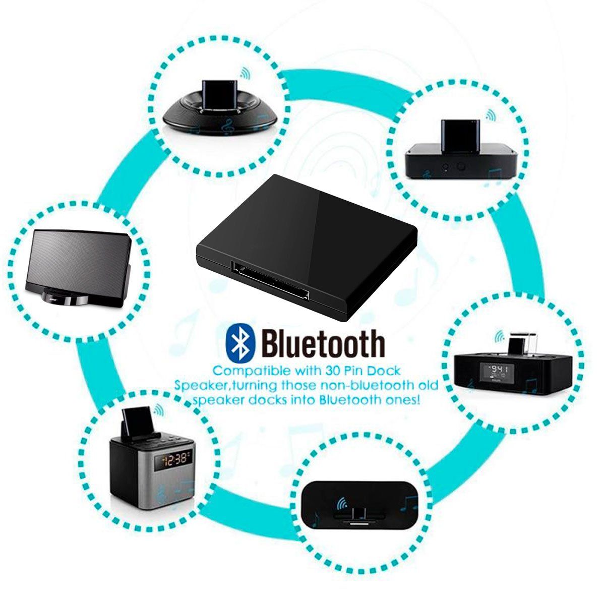 GENERICO - Adaptador Receptor Bluetooth 30 Pin para Bose Sounddock / similares