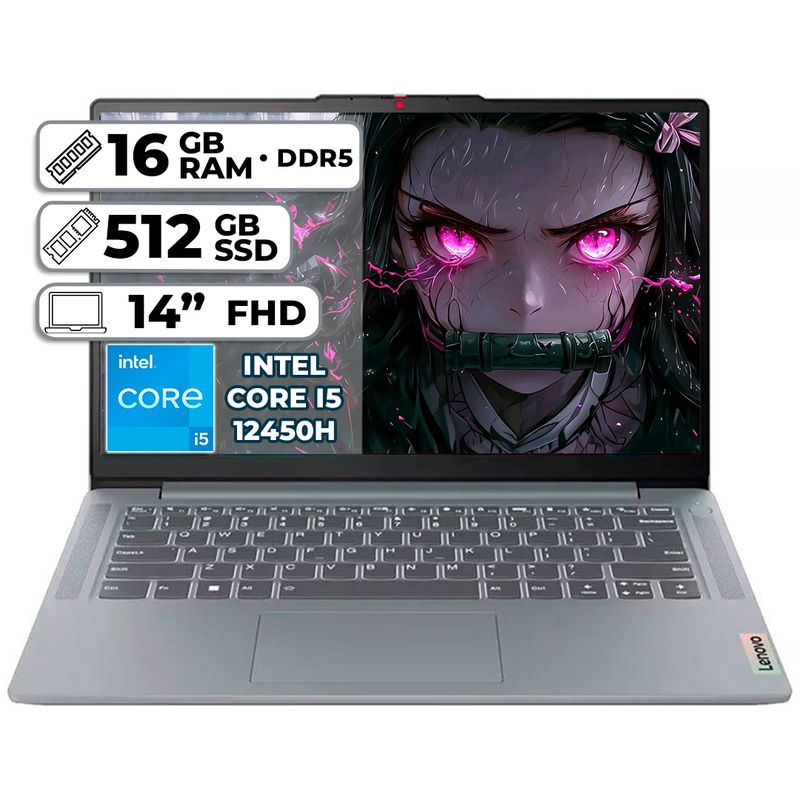 LENOVO - PORTÁTIL LENOVO INTEL CORE I5-12450H 16GB RAM  512GB SSD 14" FHD