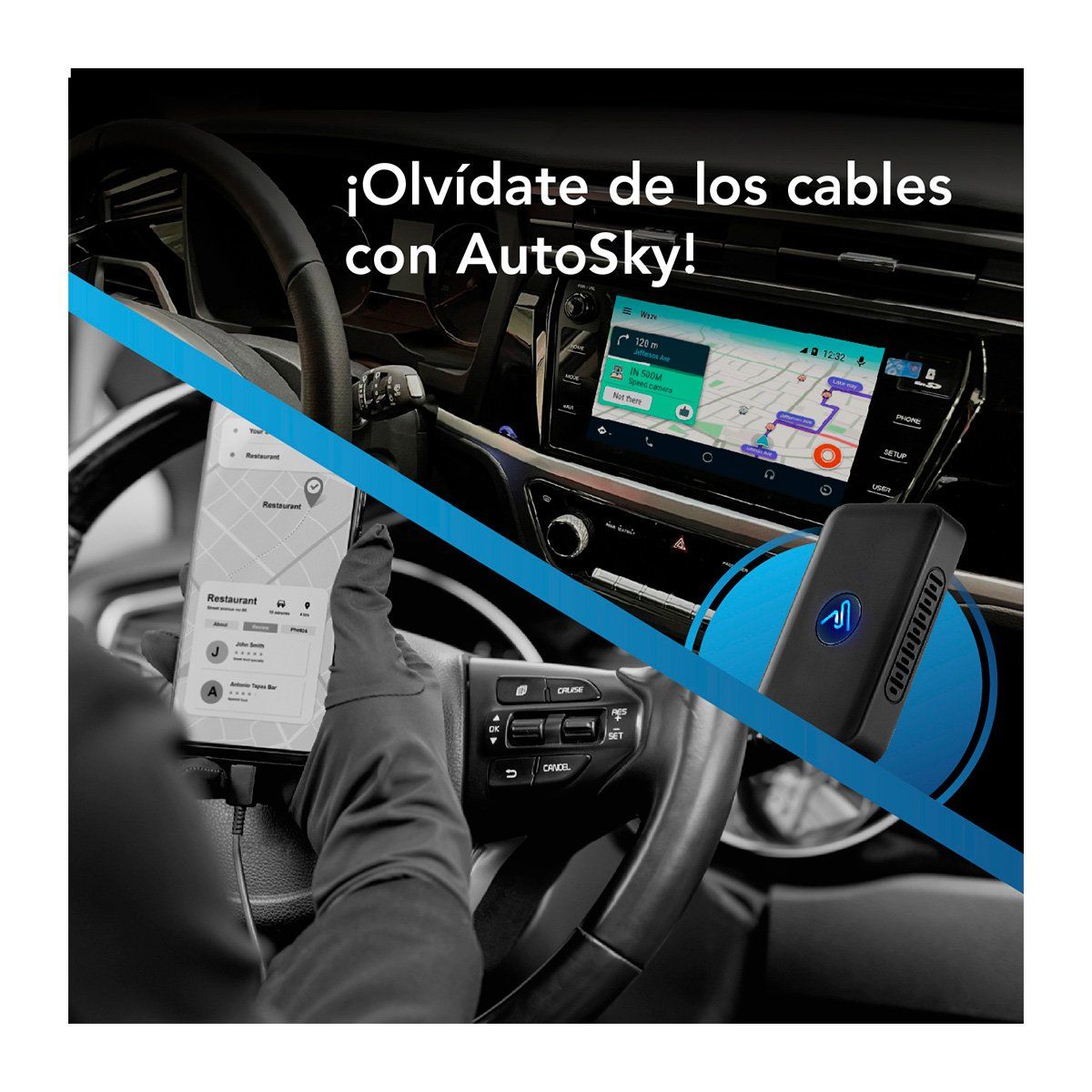 AUTOSKY - Adaptador inalámbrico Carro AutoAndroid Nano Series AutoSky