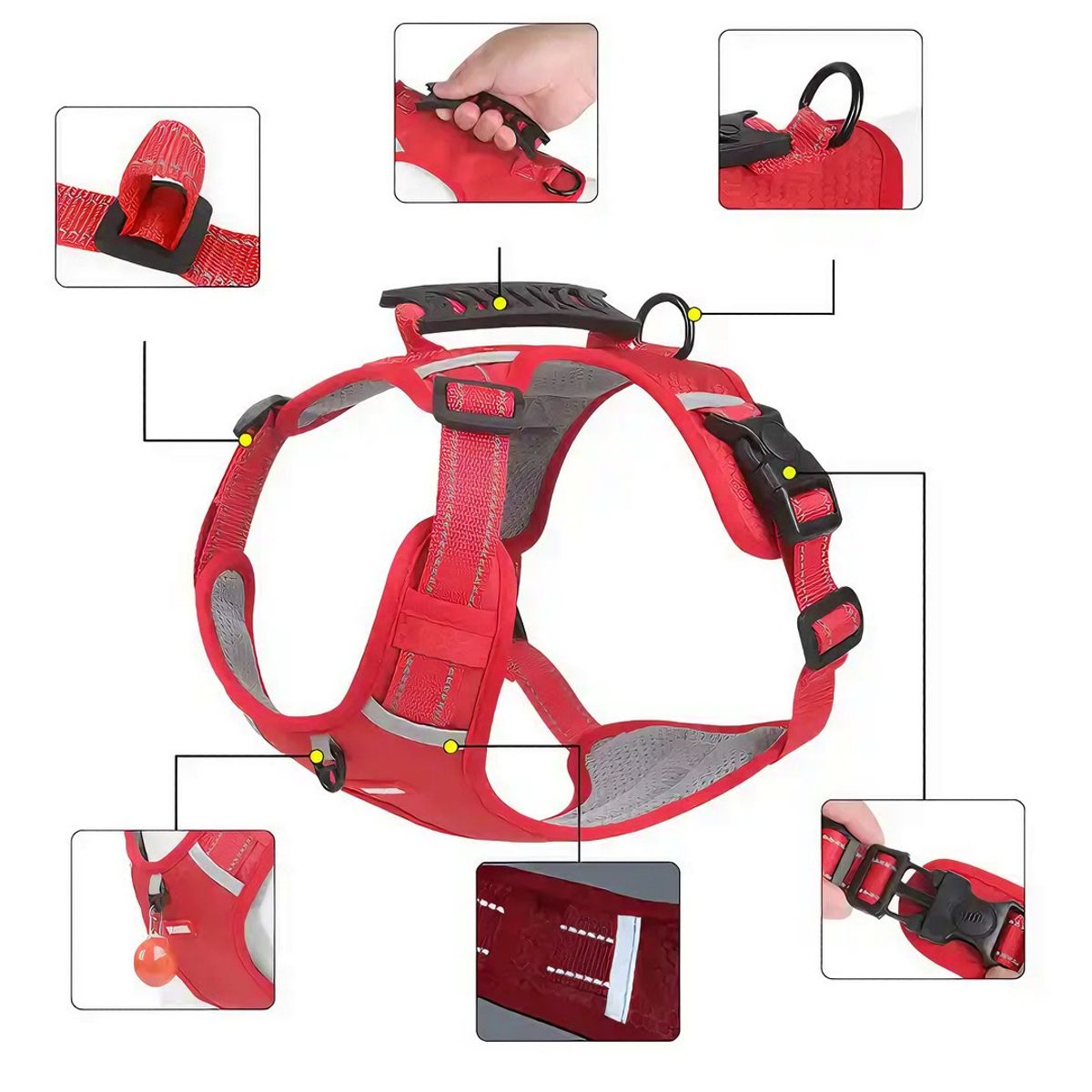 GENERICO - Arnés Para Perros Grandes y Pequeñas Rojo Talla M