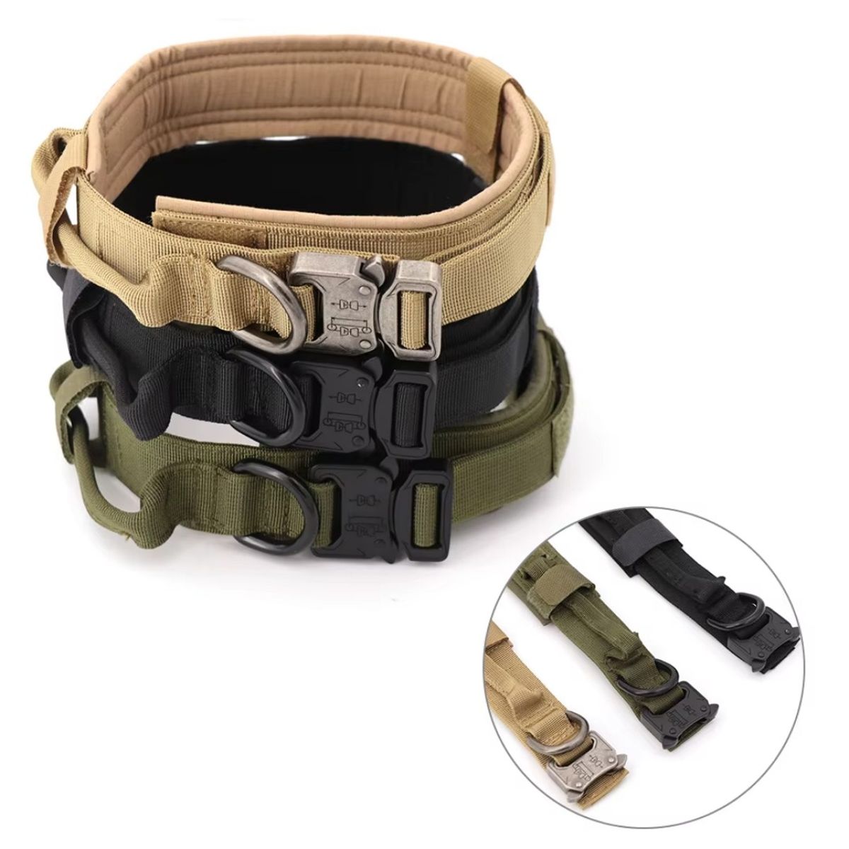 GENERICO - Collar Táctico Avanzado Para Perros Con Herraje Metálico Verde M