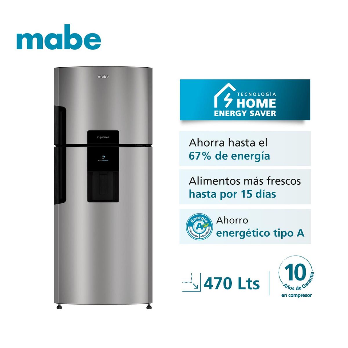 Mabe - Nevera No Frost 470L Brutos Inox Mabe RMP470YCU
