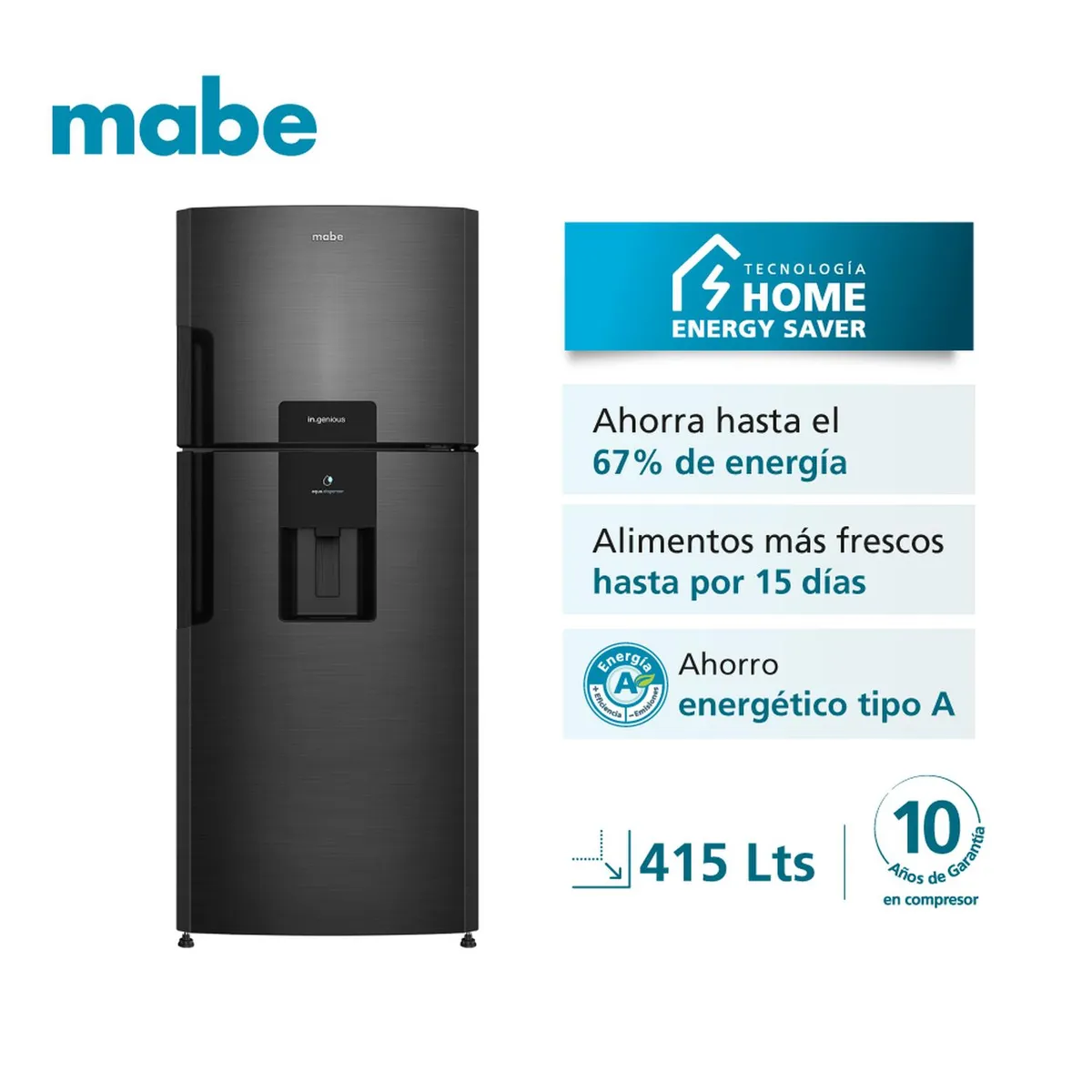 MABE - Nevera No Frost 415L Brutos Black Steel Mabe RMP415YCC
