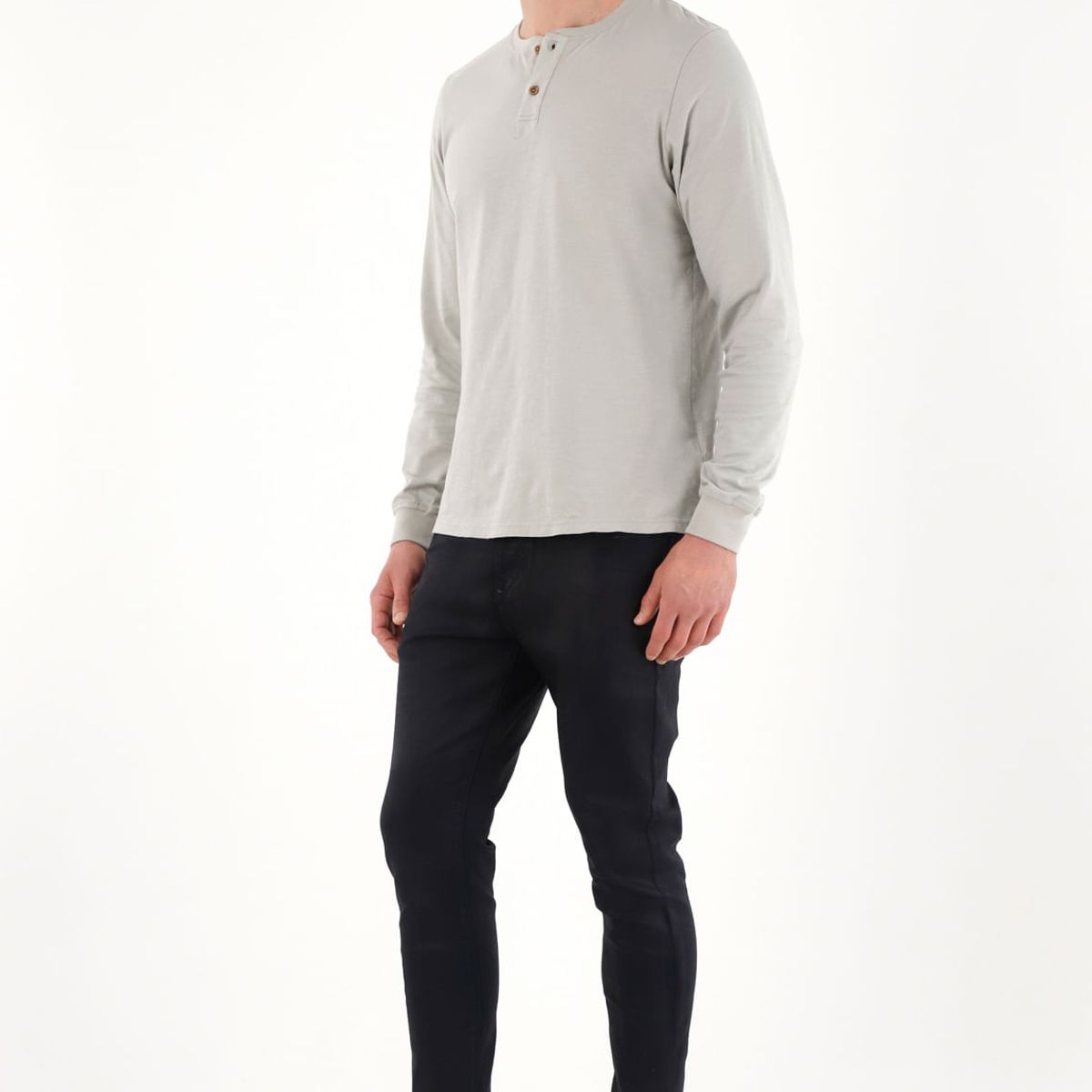 TENNIS - Camiseta manga larga con perilla gris para hombre