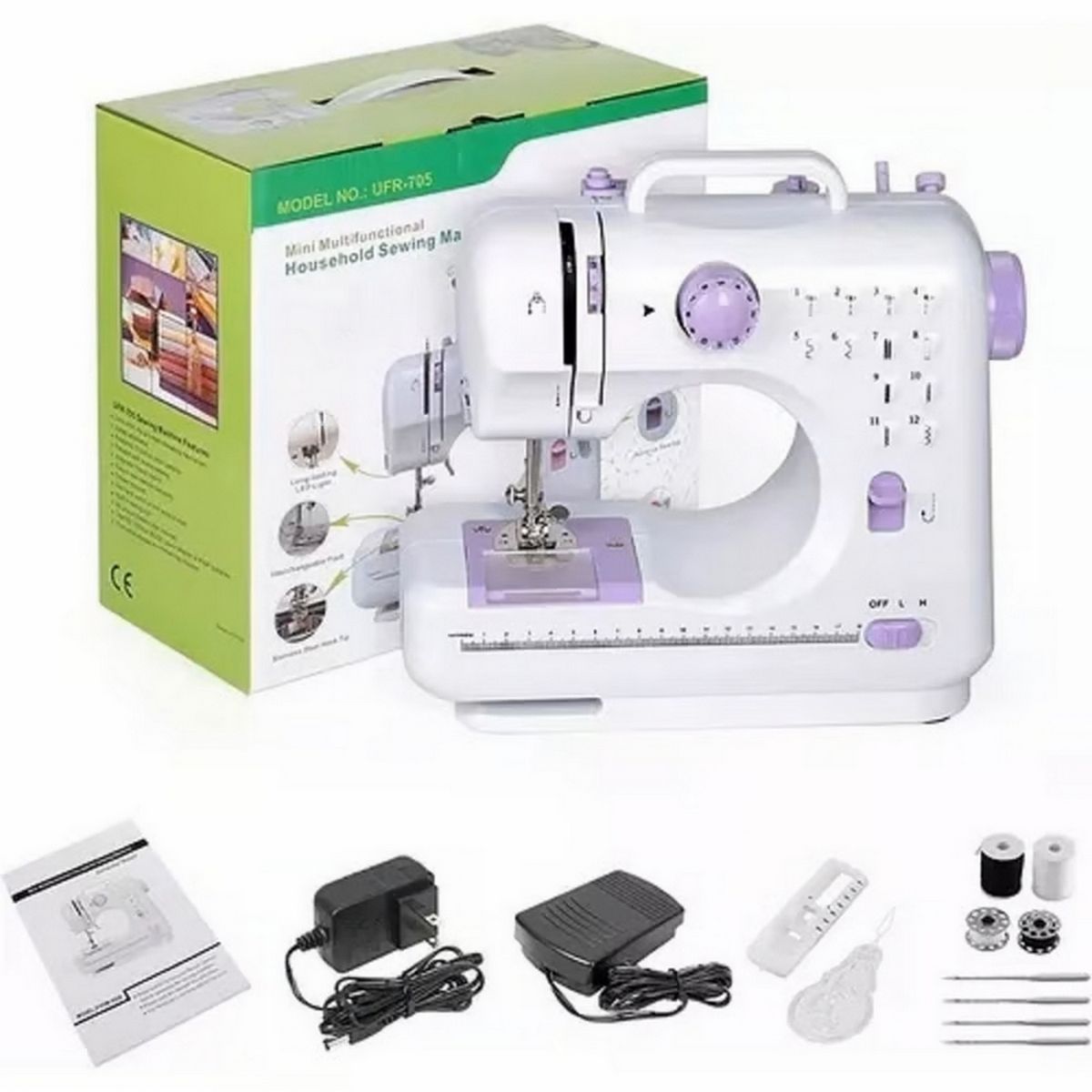 GENERICO - Maquina De Coser Mini Multifuncional Sm-505l Color Blanco