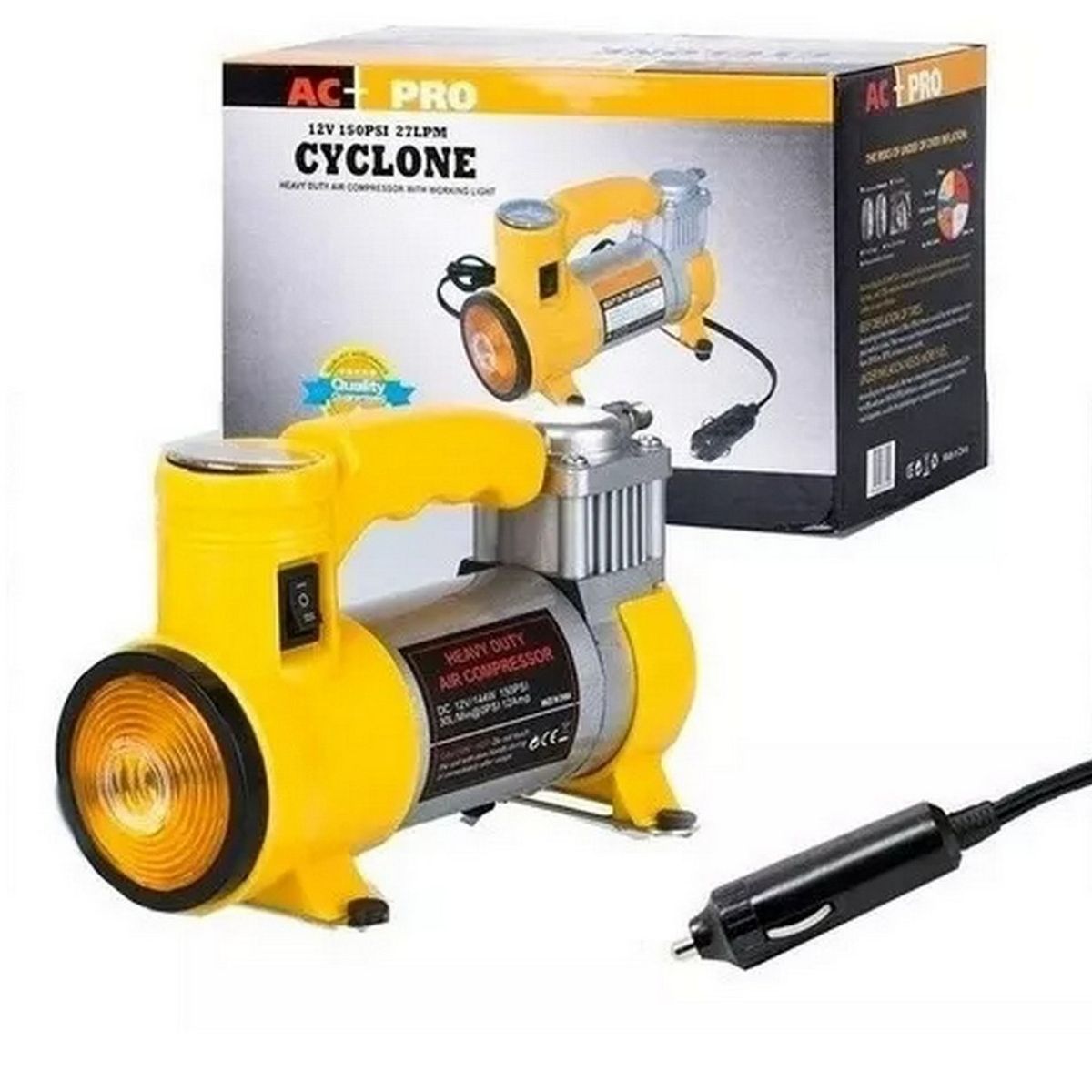 GENERICO - Compresor De Aire 12v Cyclone Ac-pro 150 Psi 35 Lpm Luz