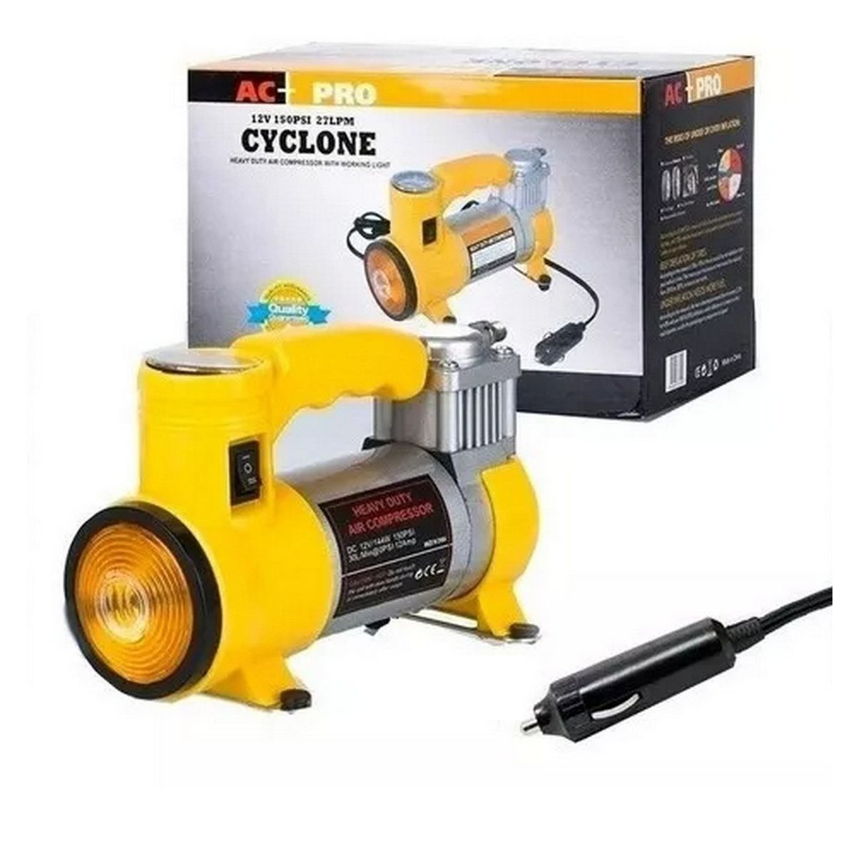 GENERICO - Compresor De Aire 12v Cyclone Ac-pro 150 Psi 35 Lpm Luz