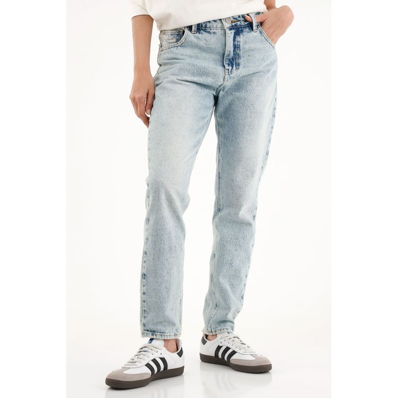 TENNIS - Jean mom fit azul para mujer