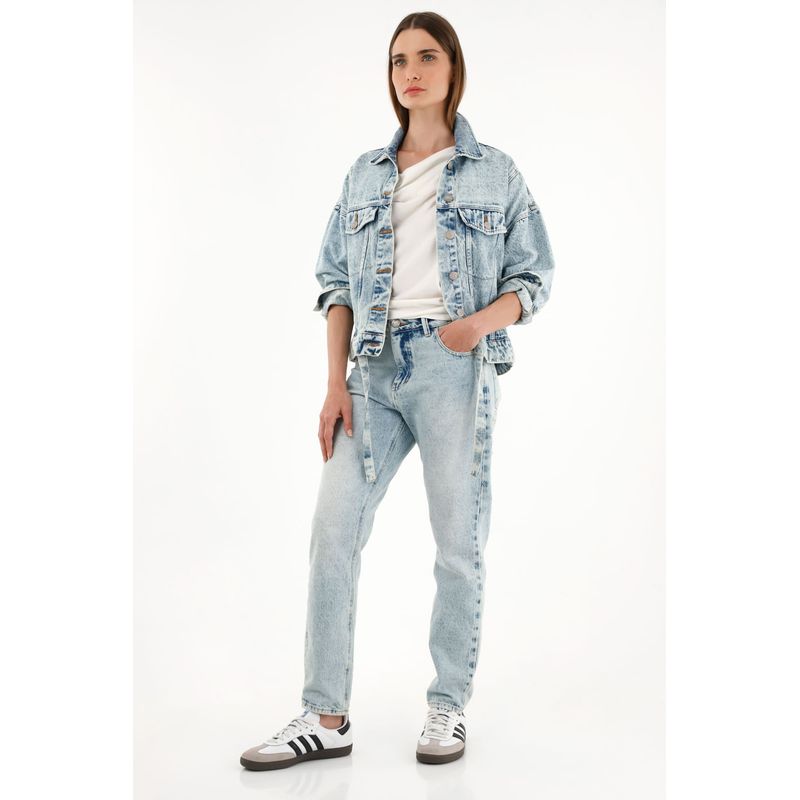 Mom Jeans Pantalon Con Tenis Mujer Jean Dama Tiro Alto Mom Fit Con