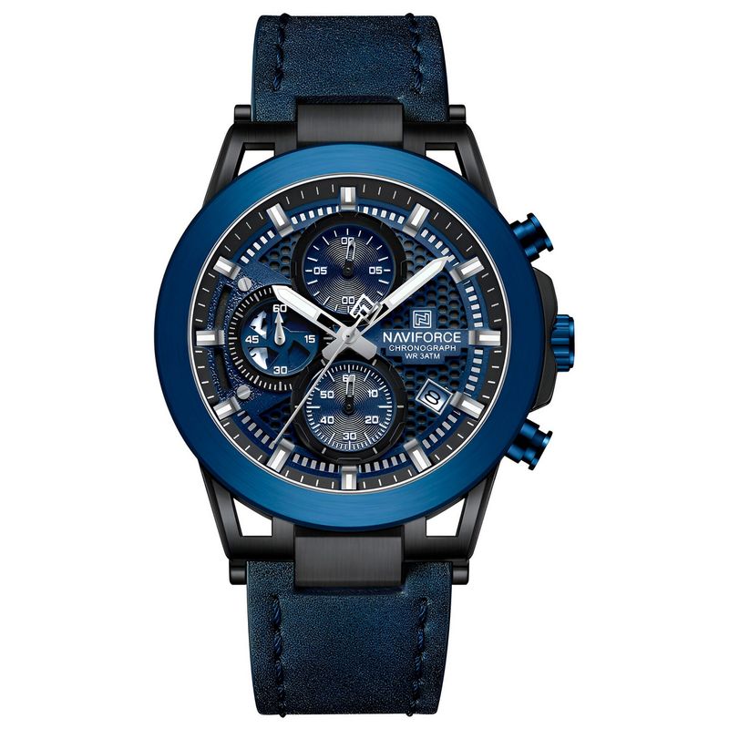 NAVIFORCE - Reloj Naviforce Casual Nf8073 Crono Hombre Cuero + Estuche
