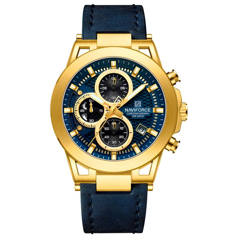 NAVIFORCE - Reloj Naviforce Casual Nf8073 Crono Hombre Cuero + Estuche