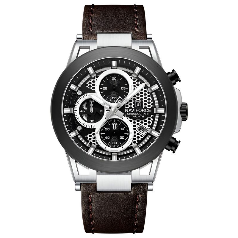 NAVIFORCE - Reloj Naviforce Casual Nf8073 Crono Hombre Cuero + Estuche