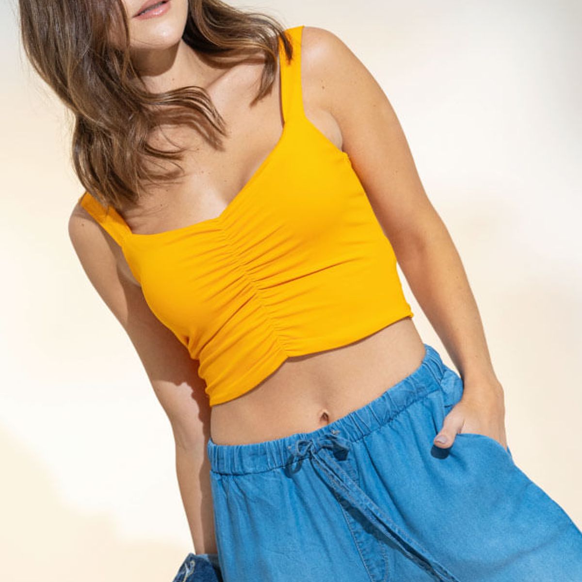 RAGGED - Top azulu Amarillo ocre Ragged