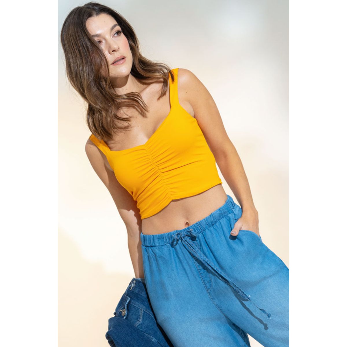 RAGGED - Top azulu Amarillo ocre Ragged