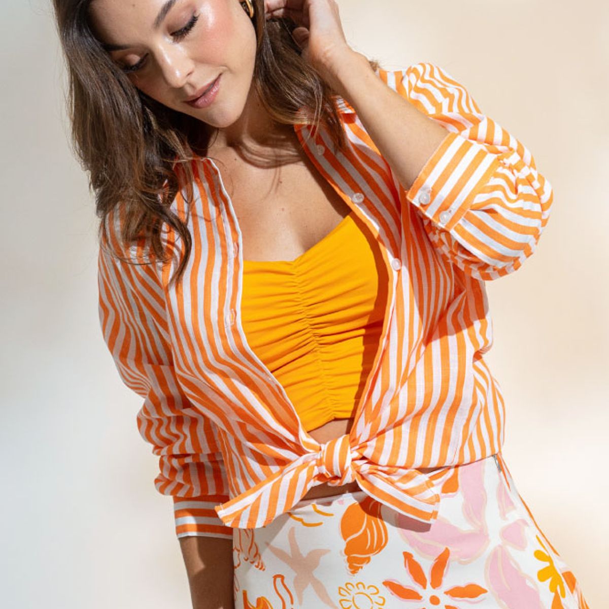 RAGGED - Camisa boyfriend rayas Naranja Ragged.