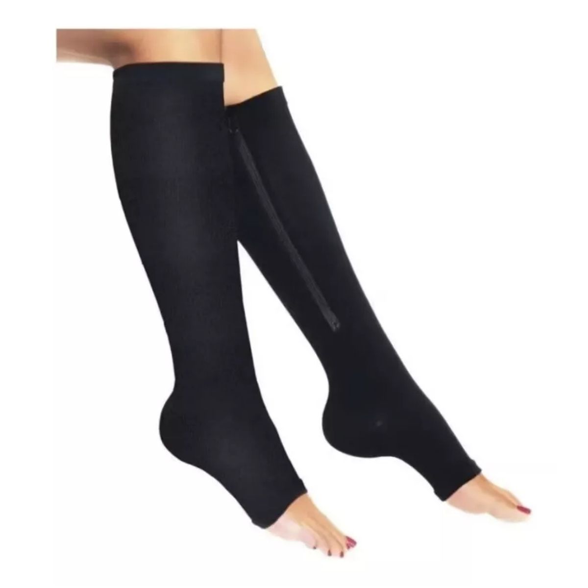 GENERICO - Media Compresion Anti Varices S-M Negro Circulacion Cremallera