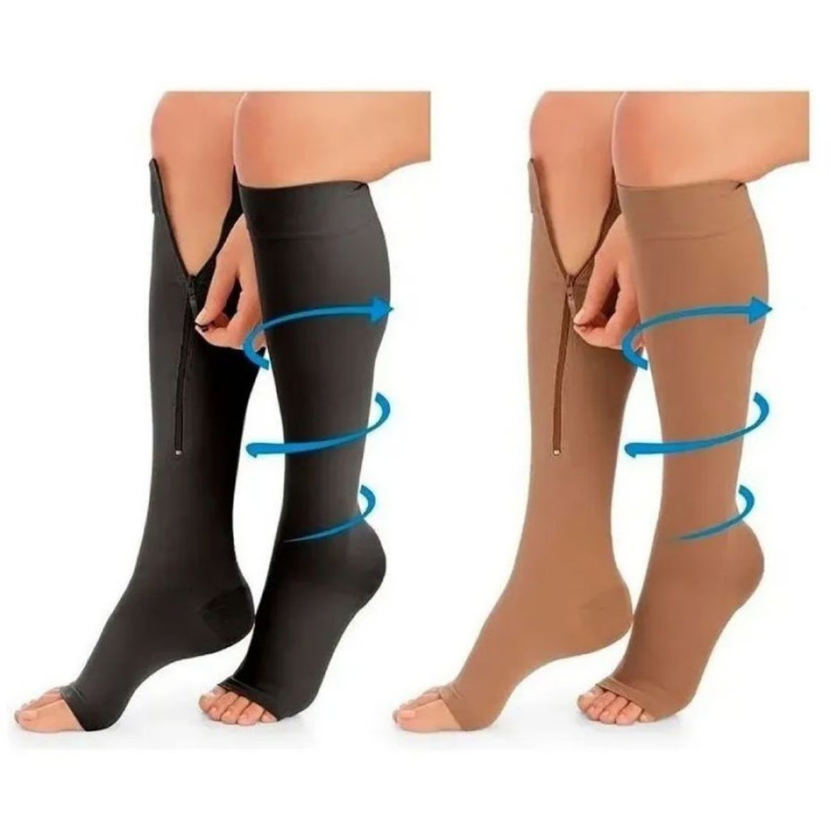 GENERICO - Media Compresion Anti Varices S-M Negro Circulacion Cremallera