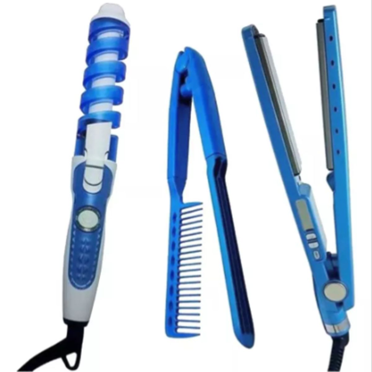 NANO TITANIUM - Combo Plancha, Rizadora Y Peinilla  De Cabello Nano Trio Titanium