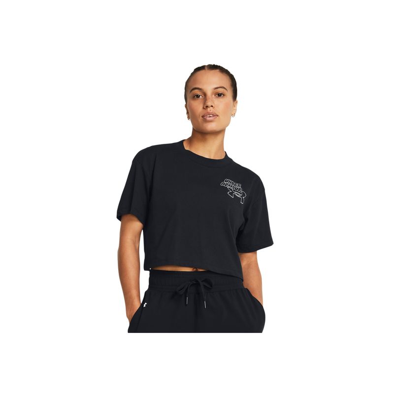 UNDER ARMOUR - Camiseta Mujer UNDER ARMOUR BUBBLE SCRIPT CROP Negro UNDER ARMOUR.