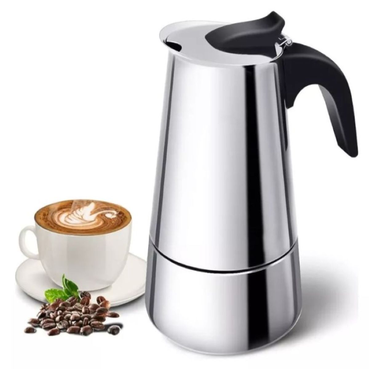 ZHOPI CO - Cafetera Espresso Maker 9 Tazas Manual Plateada Italiana