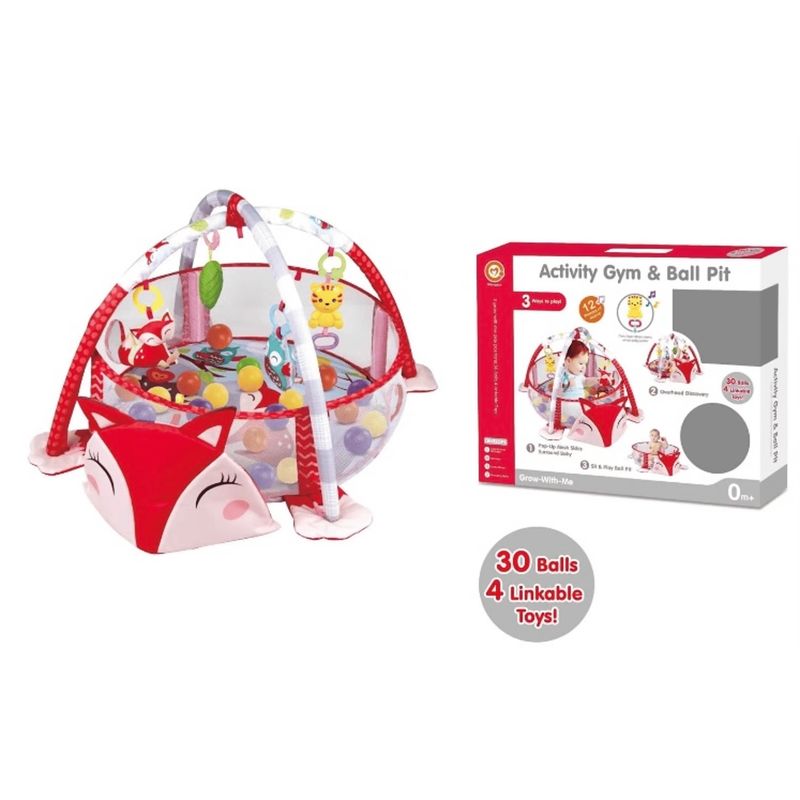 BABY ON - Gym interactivo Para Bebe 3 en 1 De Pelotas Zorrito