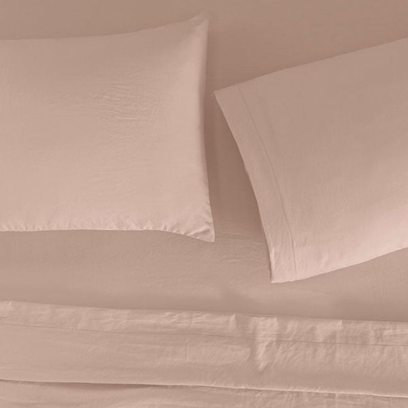 VIANNEY - Sábanas Viasoft Washed Sweet Pink Queen Size Vianney