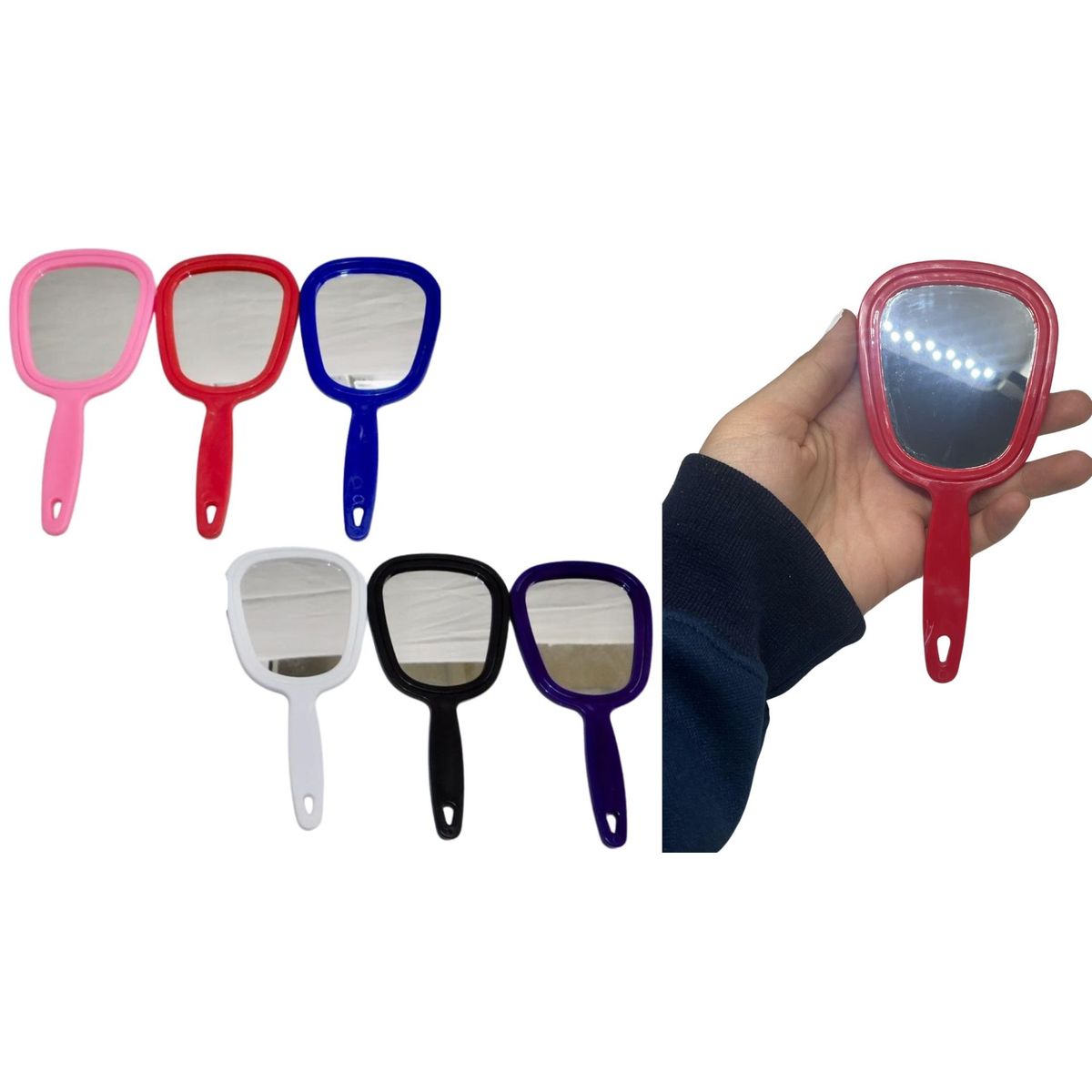 MAZUGI - Mini Espejo pequeño de mano portátil 15,5 cm colores variado