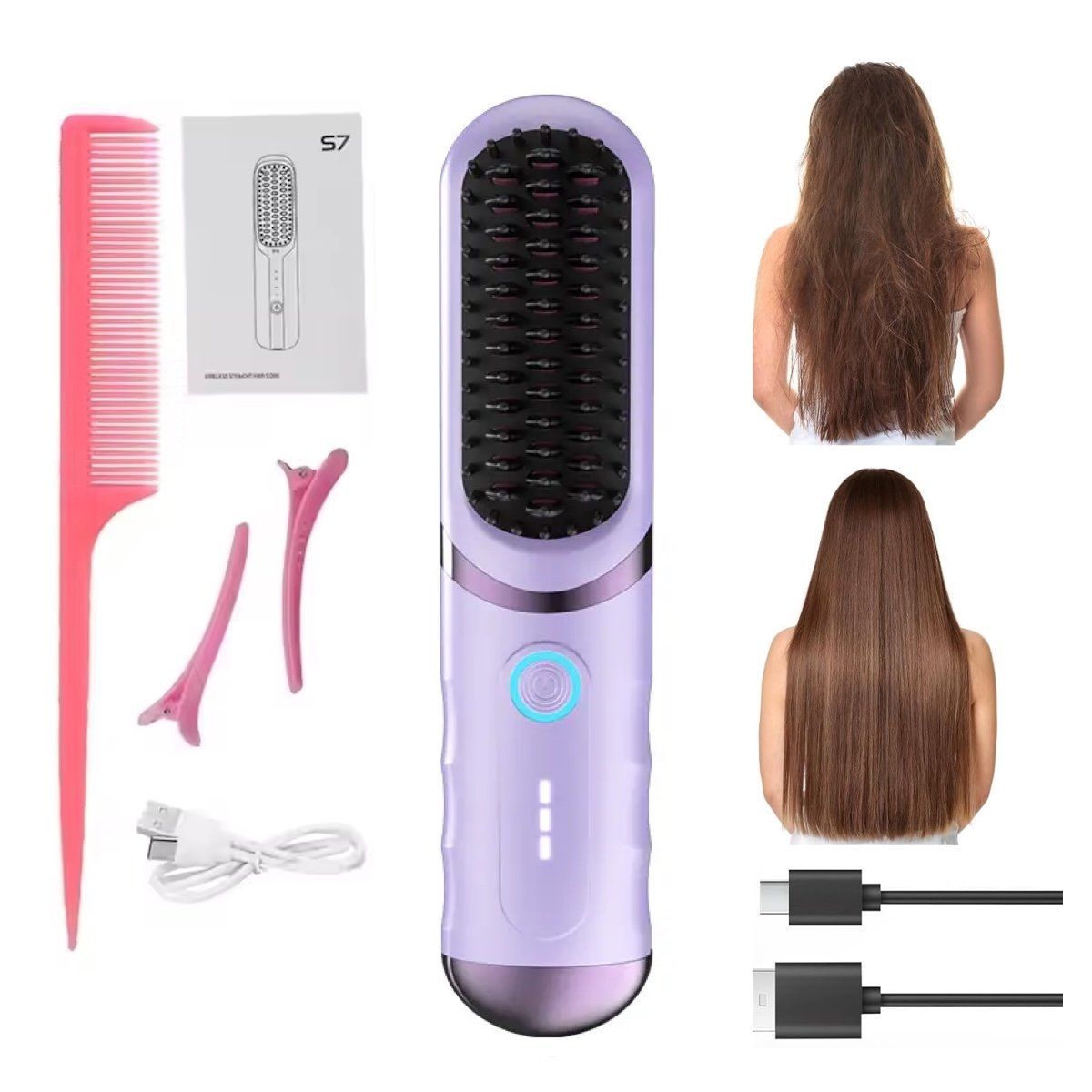 LOOK - CEPILLO ALISADOR RECARGABLE PORTABLE 180 GRADOS