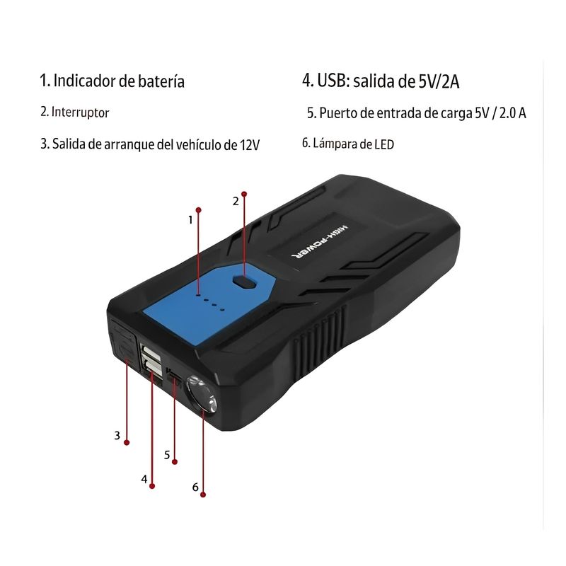 MILOPTS - Iniciador Arrancador De Baterias Pantalla Led Carro Moto 12v