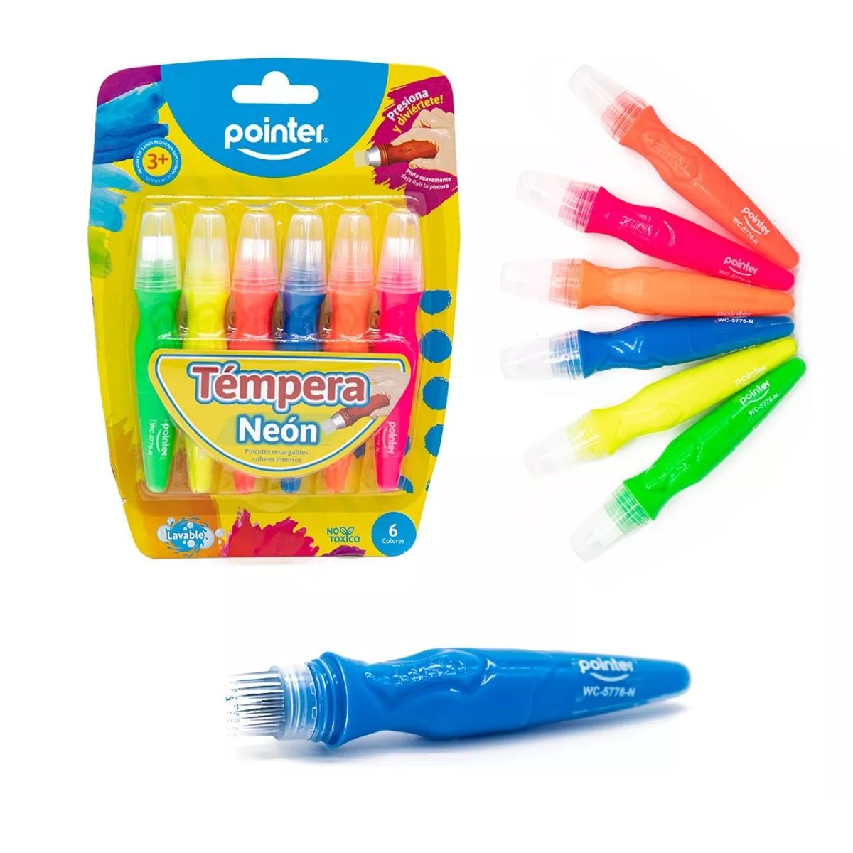 POINTER - Témpera Pointer Lavable X 6 Colores Neón