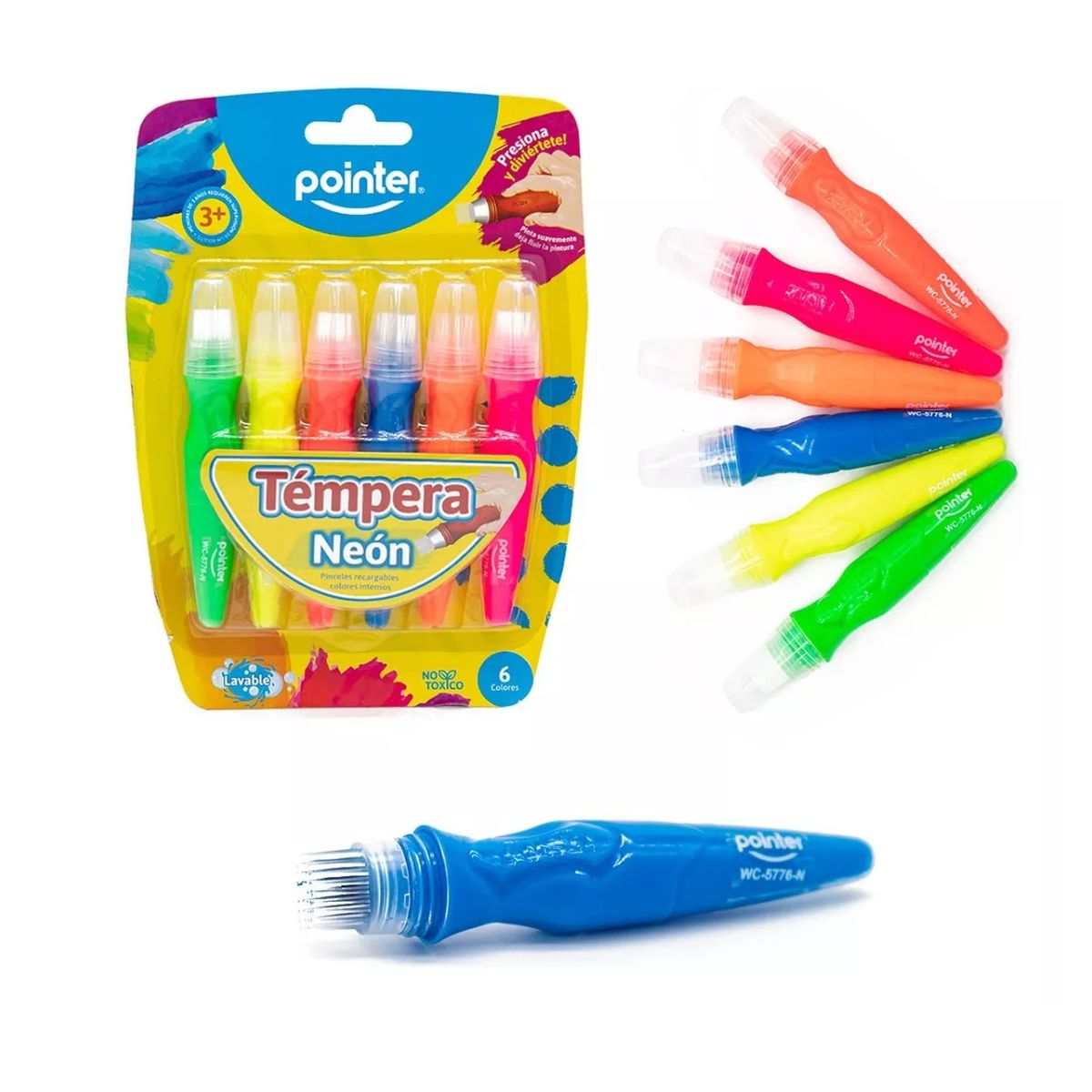 POINTER - Témpera Pointer Lavable X 6 Colores Neón