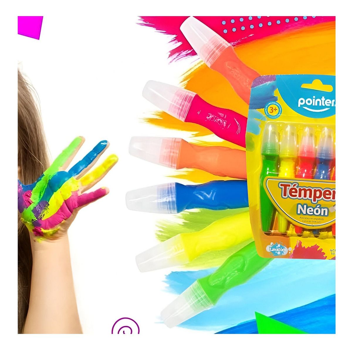 POINTER - Témpera Pointer Lavable X 6 Colores Neón