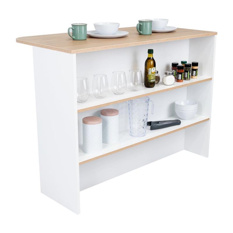 RTA DESIGN - Barra de Cocina Diamante Blanco y Beige con Dos Entrepaños