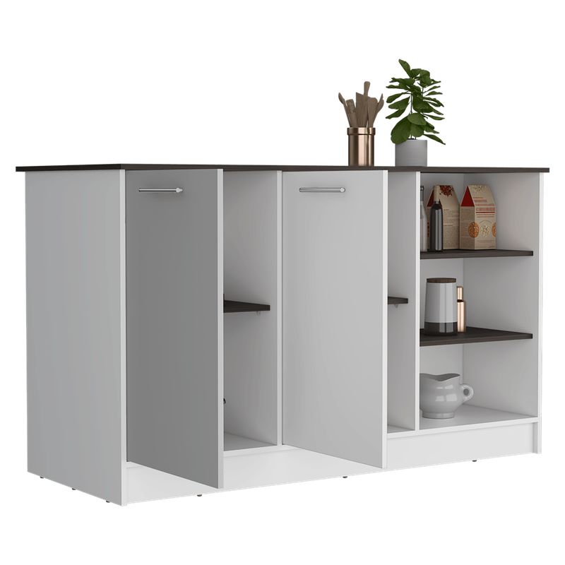 RTA DESIGN - Barra de Cocina Ginger Blanco y Milan contiene tres entrepaños para guardar objetos de cocina