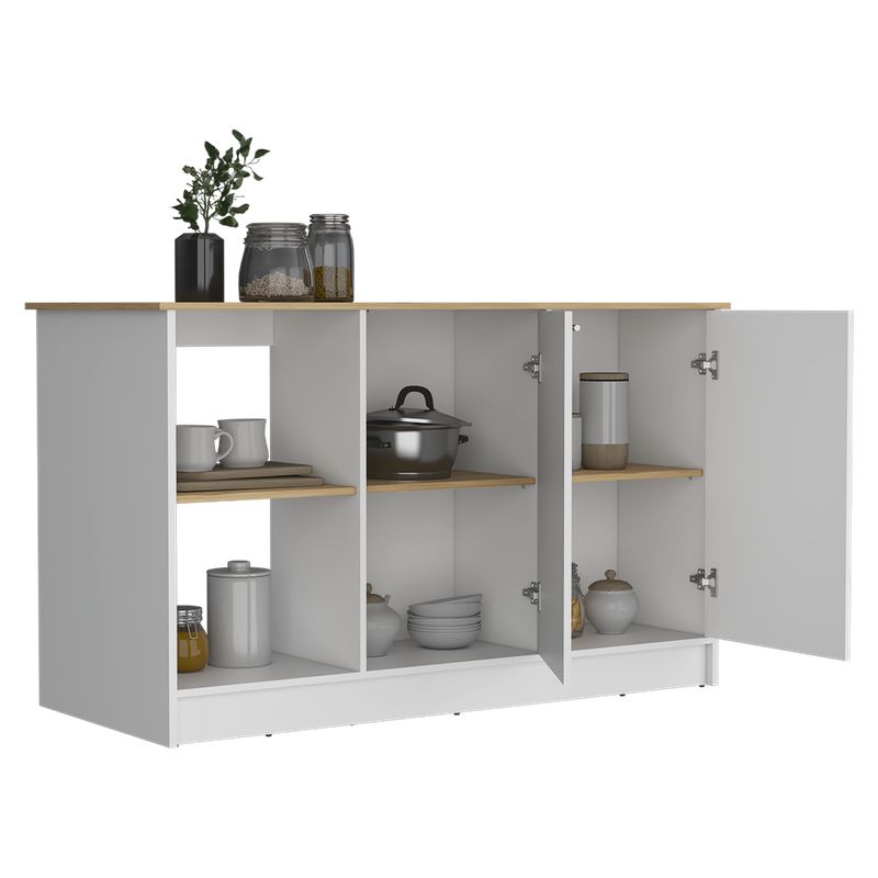 RTA DESIGN - Barra de Cocina Samara Blanco y Macadamia con Tres Entrepaños