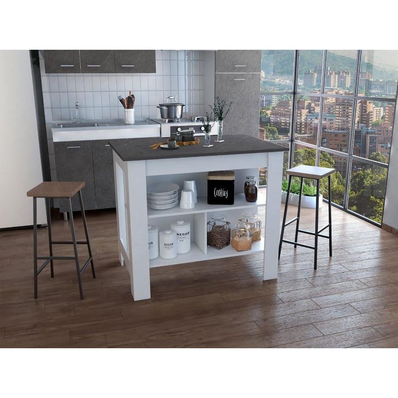 RTA DESIGN - Barra de Cocina Cala Blanco y Piedra con Amplia Superfie En La Mesa