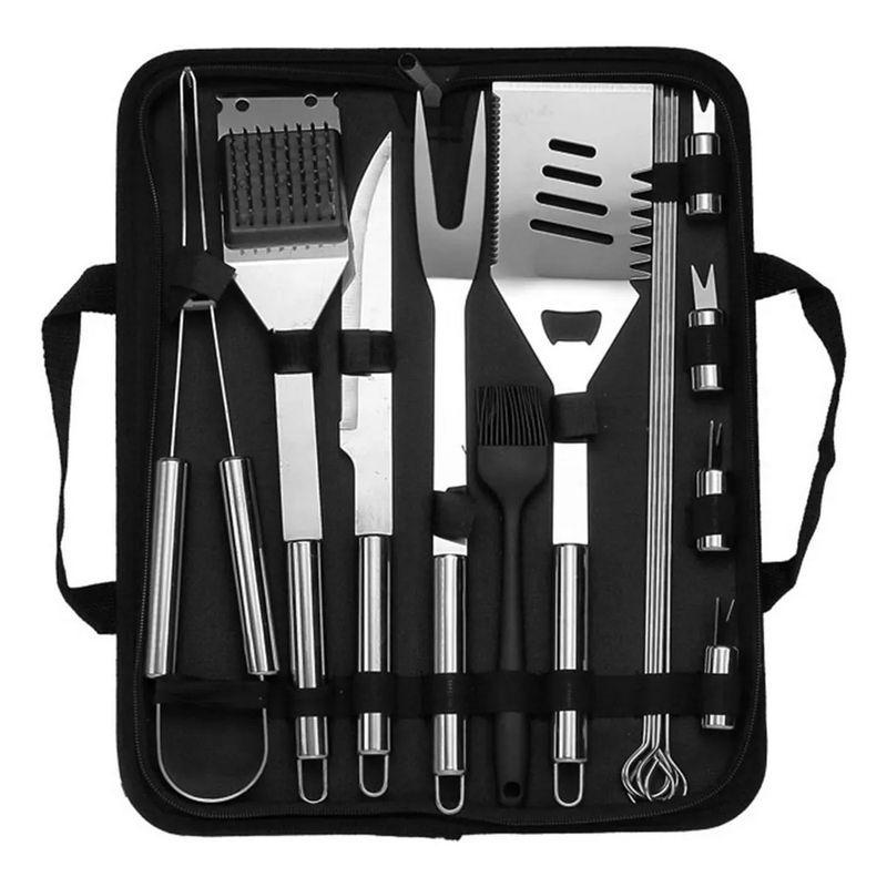 GENERICO - Set Utensilios Asados Parrilero Acero Inoxidable Estuche