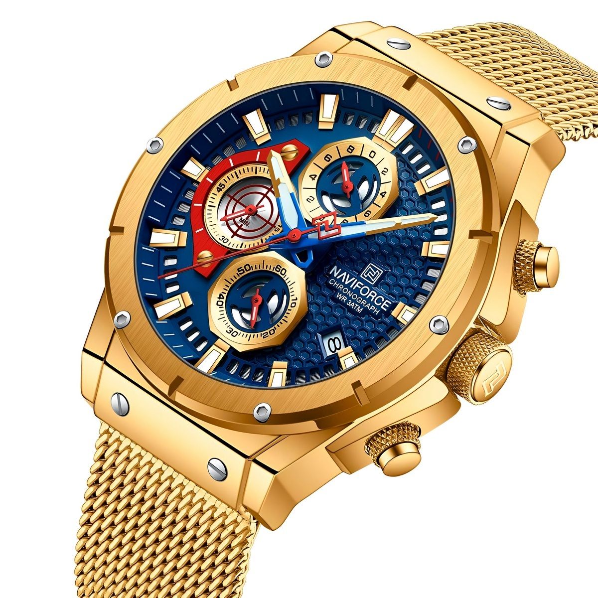 NAVIFORCE - Reloj Naviforce Casual Nf8027s Crono Hombre Acero + Estuche