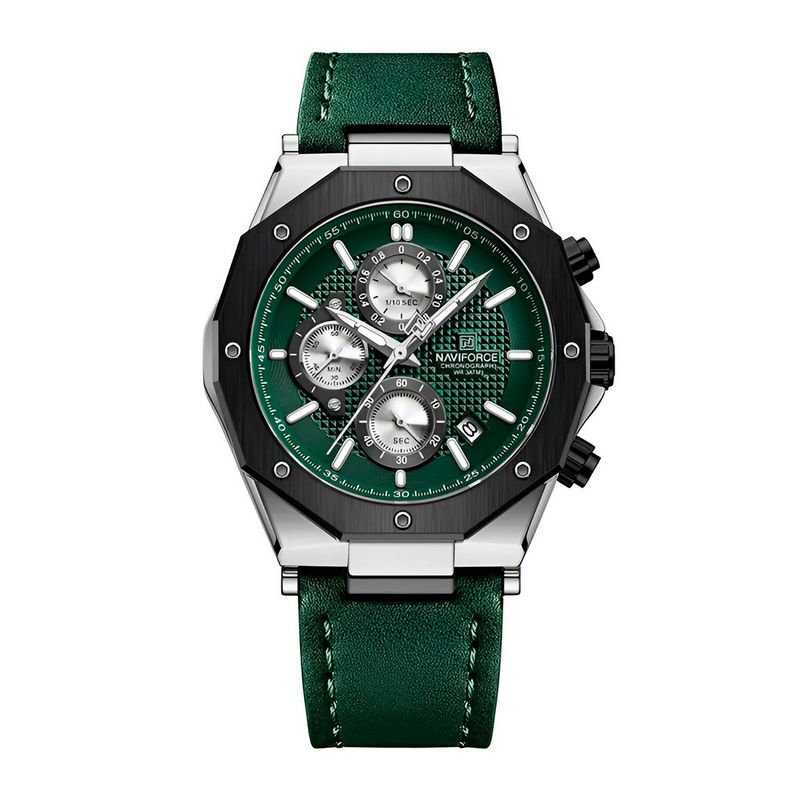 NAVIFORCE - Reloj Naviforce Casual Nf8028 Crono Hombre Cuero + Estuche