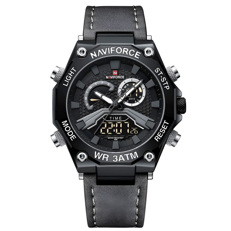 NAVIFORCE - Reloj Naviforce Casual Nf9220 Crono Hombre Cuero + Estuche