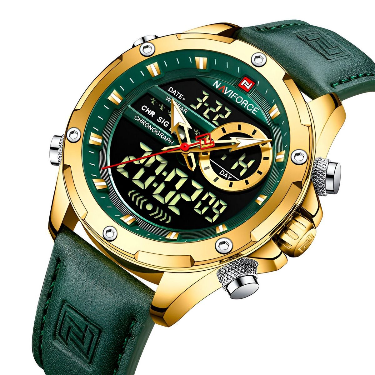 NAVIFORCE - Reloj Naviforce Casual Nf9208 Crono Hombre Cuero + Estuche